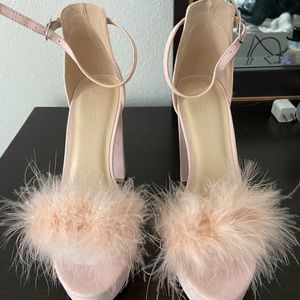 Fashion Nova Light Pink Faux Fur Heels